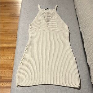 Cream Knit Halter Dress